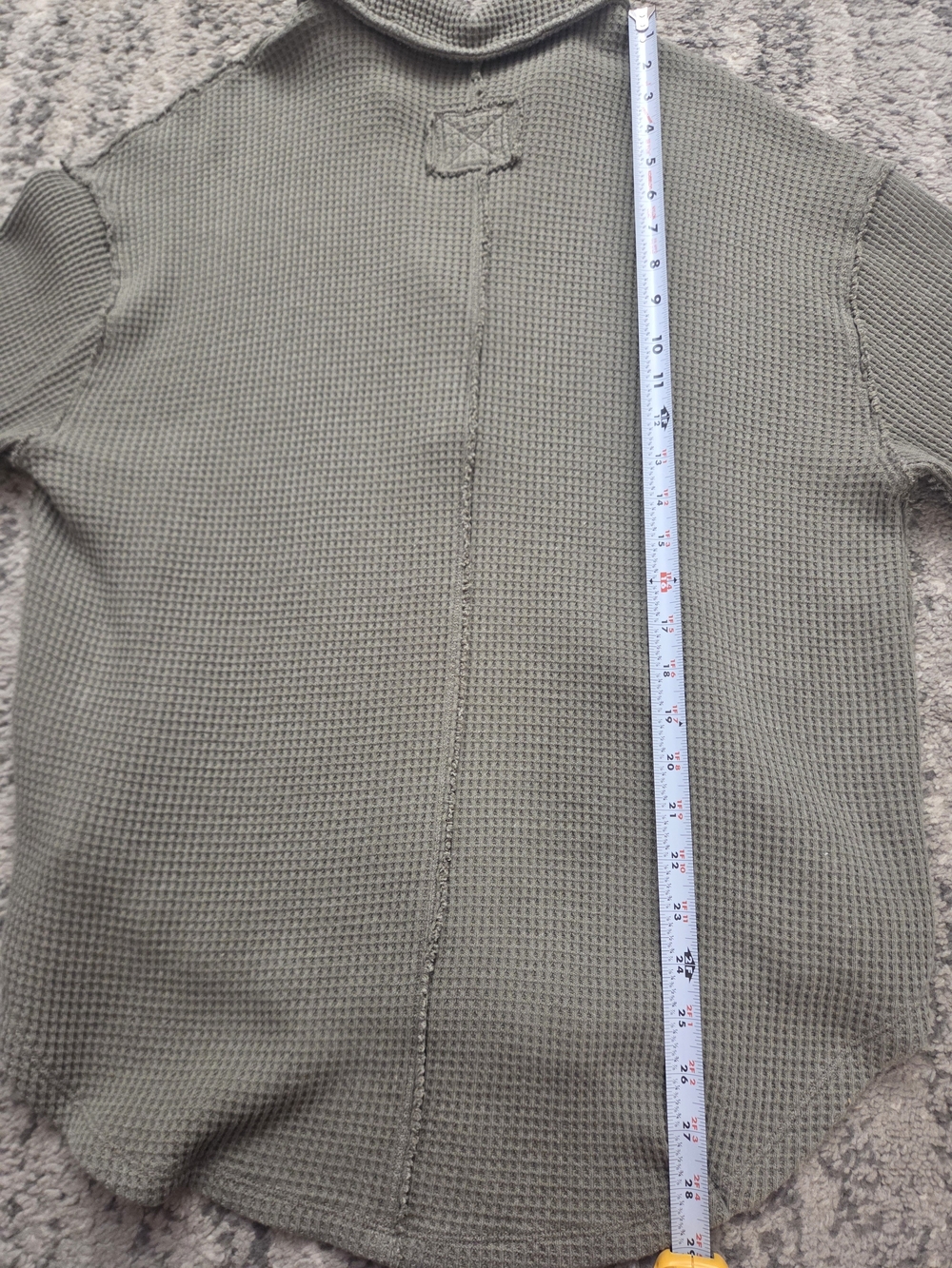 Aerie Size Small Oversized Moss Green V Neck Waffle-Knit Henley Polo Loose Fit - Picture 3 of 14